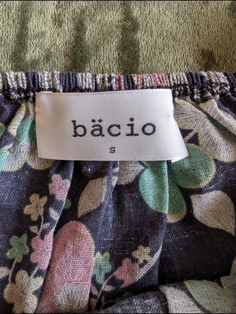 Bacio Black Floral Off-Shoulder Peasant Top - Pink & Mint - Picture 4 of 4